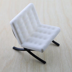 White Barcelona Chair 1/12 Scale, Miniature Furniture