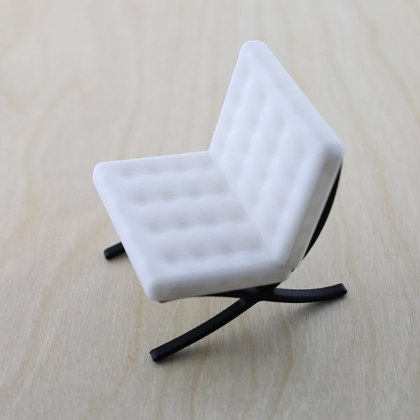 White Barcelona Chair 1/12 Scale, Miniature Furniture