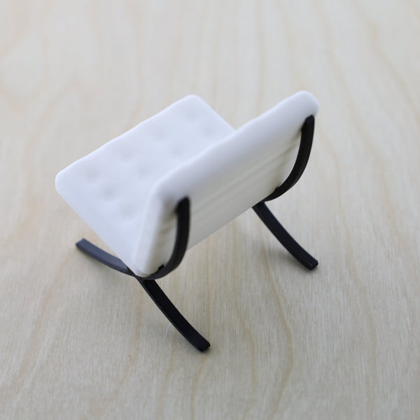 White Barcelona Chair 1/12 Scale, Miniature Furniture