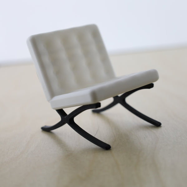 White Barcelona Chair 1/12 Scale, Miniature Furniture