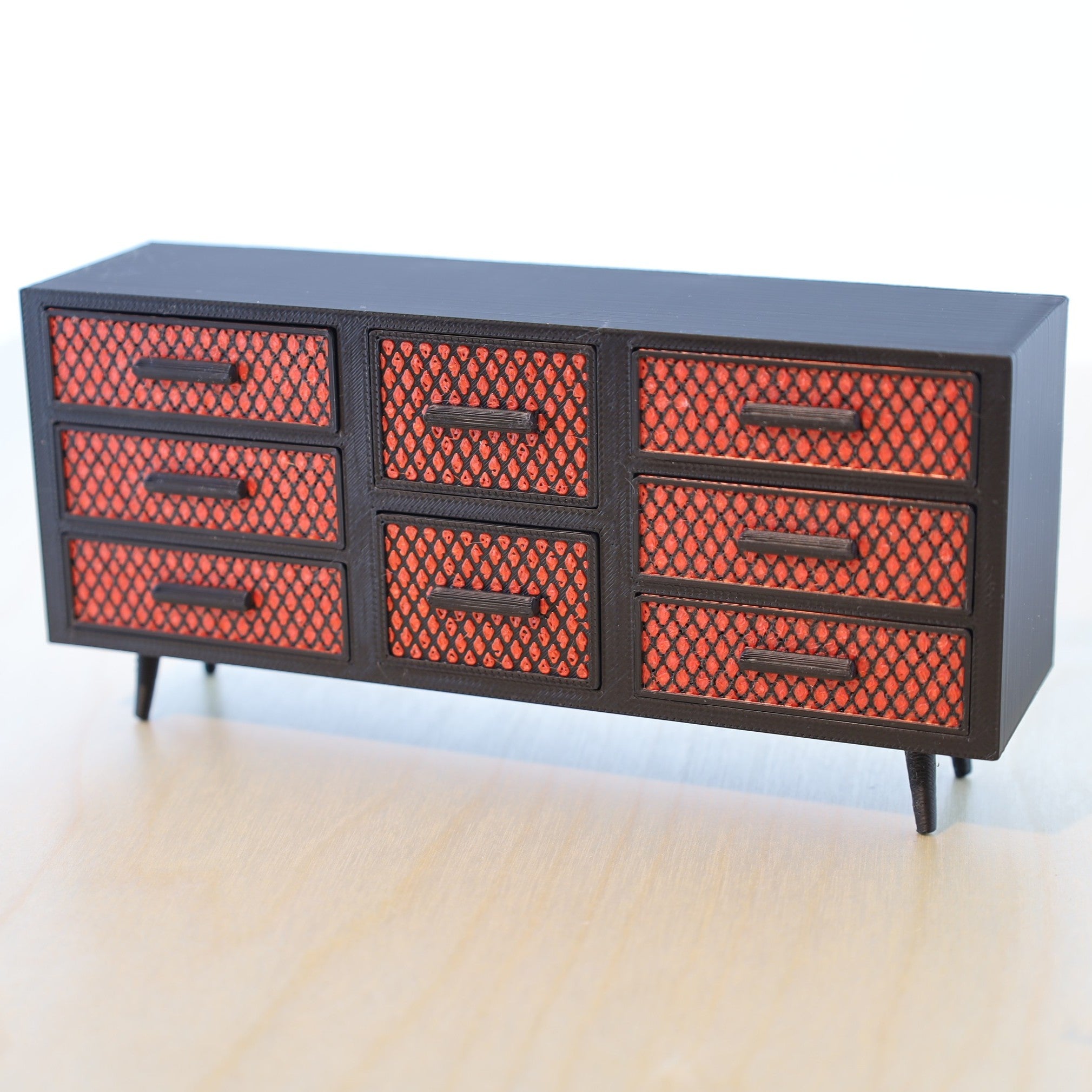 Miniature Furniture Dresser 1:12 Scale Black and Red –
