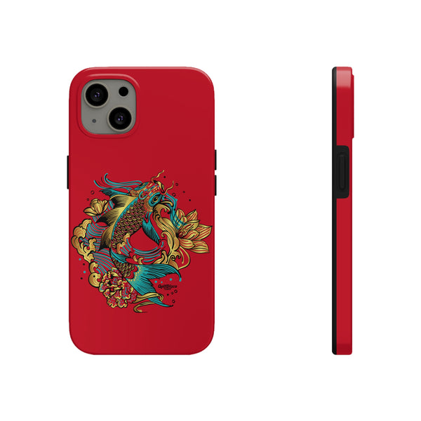 Tough Phone Case - glossy finish "Koi Nishikigoi" GolfDisco stamp - Polycarbonate shell, rubber lining case - Lightweight
