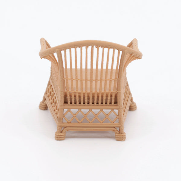 1:24 Dollhouse Miniature Wicker-Style Arm Chair, Patio Chair – Teak - back view