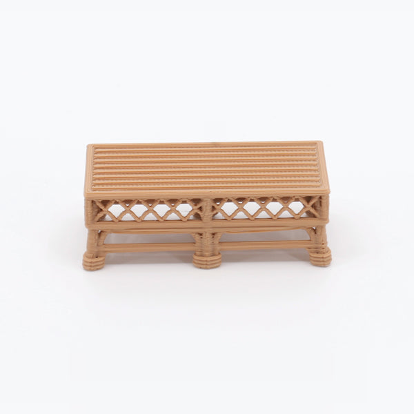 1:24 Dollhouse Miniature Wicker-Style Coffee Table, Patio Table – Teak - coffee table from the 5-piece set