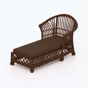 1:24 Dollhouse Miniature Wicker-Style Lounge Set, 2 Piece – Dark Walnut - chaise lounge, 3/4 view (digital recolor, color preview)