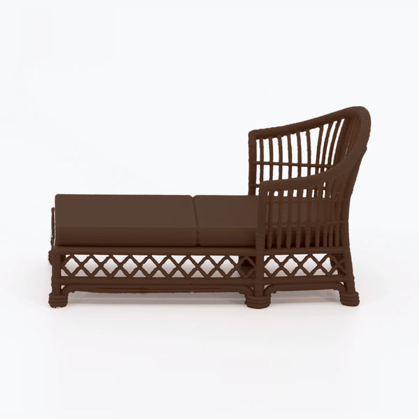 1:24 Dollhouse Miniature Wicker-Style Lounge Set, 2 Piece – Dark Walnut - chaise lounge, side view (digital recolor, color preview)