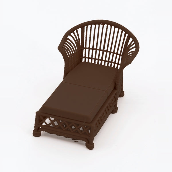 1:24 Dollhouse Miniature Wicker-Style 5 Piece Patio Furniture Set – Dark Walnut - chaise lounge from the 5-piece set (digital recolor, color preview)