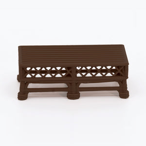 1:24 Dollhouse Miniature Wicker-Style Coffee Table, Patio Table – Dark Walnut - front view (digital recolor, color preview)