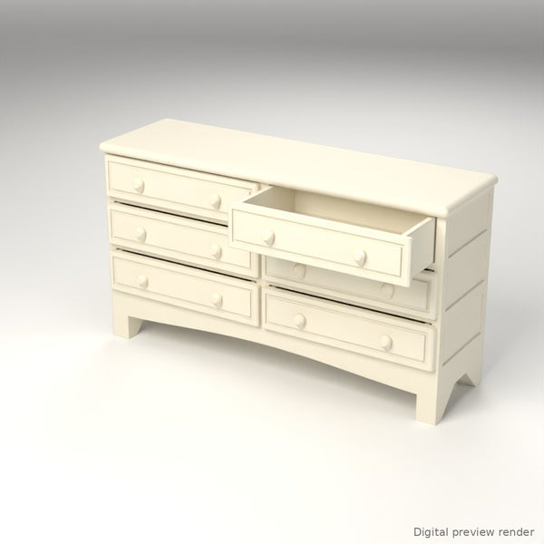 1:24 Dollhouse Miniature Dresser – White – digital preview render