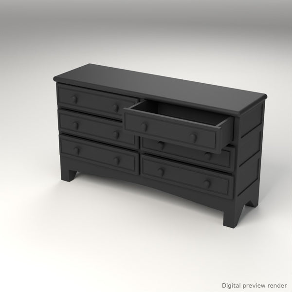 1:24 Dollhouse Miniature Dresser – Black – digital preview render