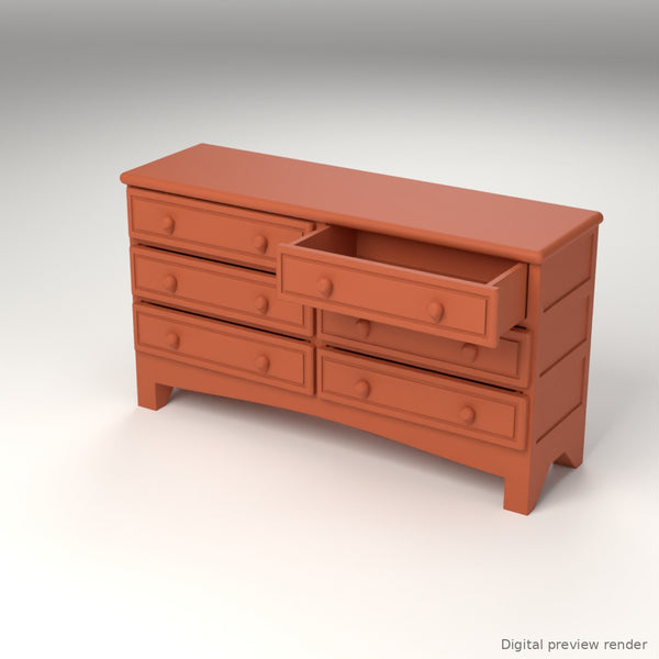 1:24 Dollhouse Miniature Dresser – Terra Cotta – digital preview render