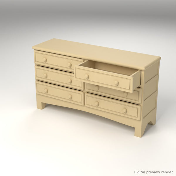 1:24 Dollhouse Miniature Dresser – Natural Oak – digital preview render