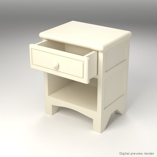 1:24 Dollhouse Miniature Nightstand – White – digital preview render