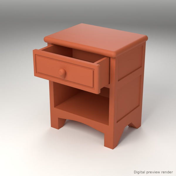 1:24 Dollhouse Miniature Nightstand – Terra Cotta – digital preview render