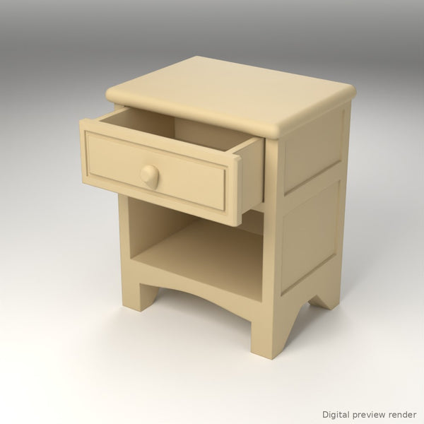 1:24 Dollhouse Miniature Nightstand – Natural Oak – digital preview render