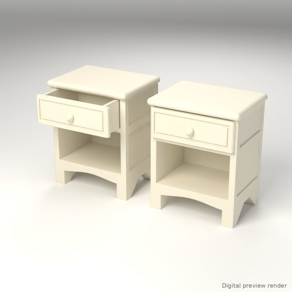 1:24 Dollhouse Miniature Nightstands, Set of 2 – White – digital preview render