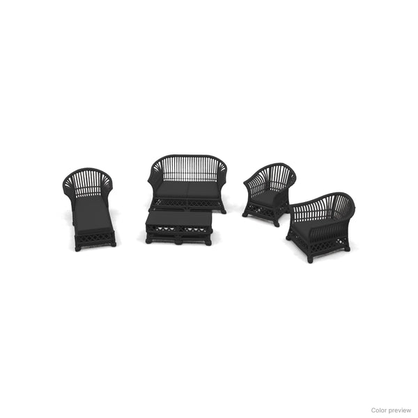 Alternate arrangement of the Ebony 1:24 scale wicker patio set