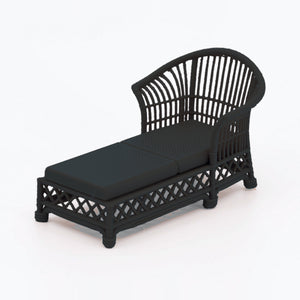 1:24 Dollhouse Miniature Wicker-Style Lounge Set, 2 Piece – Ebony - chaise lounge, 3/4 view (digital recolor, color preview)