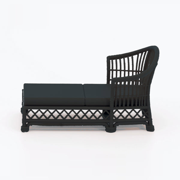 1:24 Dollhouse Miniature Wicker-Style Lounge Set, 2 Piece – Ebony - chaise lounge, side view (digital recolor, color preview)