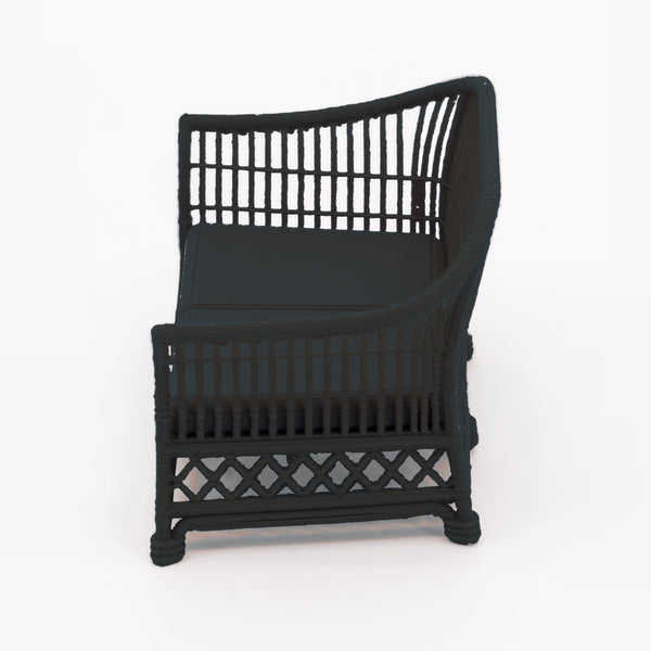 1:24 Dollhouse Miniature Wicker-Style Loveseat, Patio Sofa – Ebony - side view (digital recolor, color preview)