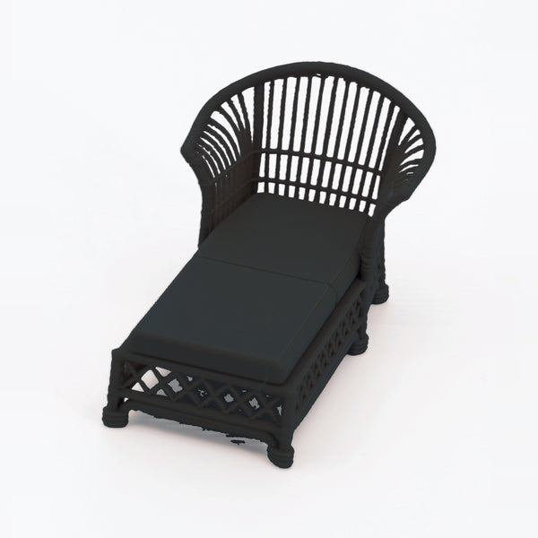 1:24 Dollhouse Miniature Wicker-Style Furniture Set, 5 Piece Patio Set – Ebony - chaise lounge from the 5-piece set (digital recolor, color preview)