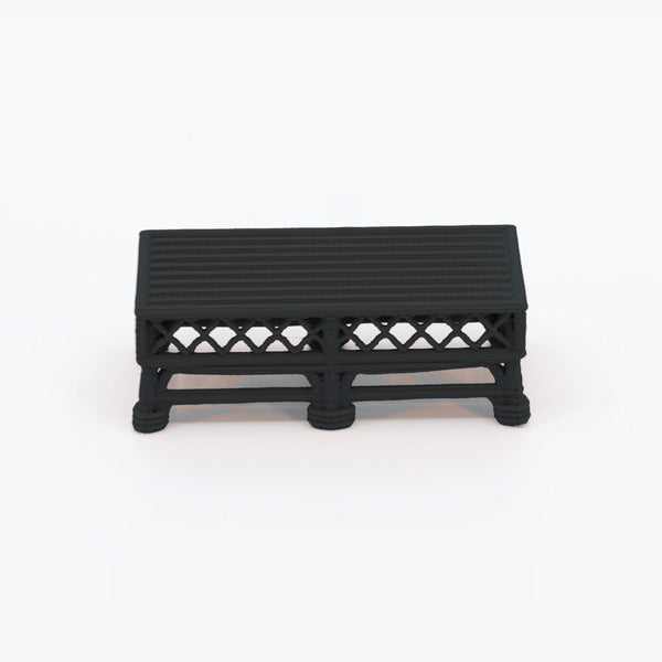 1:24 Dollhouse Miniature Wicker-Style Furniture Set, 5 Piece Patio Set – Ebony - coffee table from the 5-piece set (digital recolor, color preview)