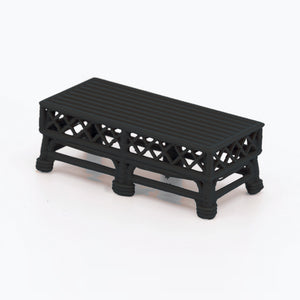 1:24 Dollhouse Miniature Wicker-Style Coffee Table, Patio Table – Ebony - 3/4 view (digital recolor, color preview)
