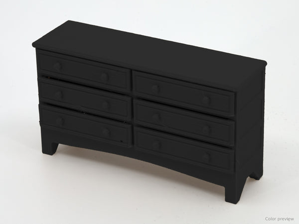 1:24 dollhouse dresser in Black, digital color preview of our real photo