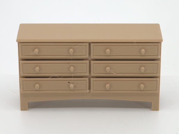 1:24 dollhouse dresser in Natural Oak, low front view, real photo
