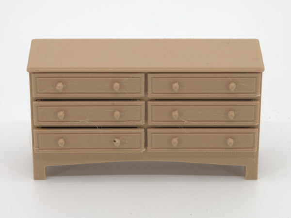 1:24 dollhouse dresser in Natural Oak, front view, real photo