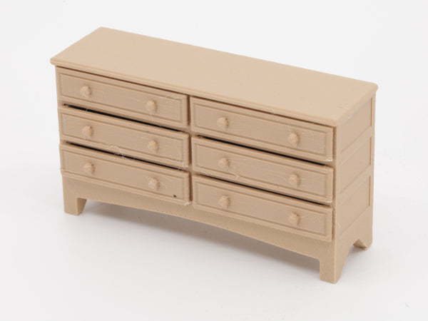 1:24 dollhouse 6-drawer dresser in Natural Oak, unedited real photo