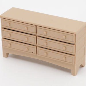 1:24 dollhouse 6-drawer dresser in Natural Oak, real photo (fine print strings retouched)