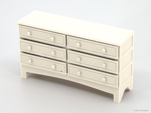 1:24 dollhouse dresser in White, digital color preview of our real photo