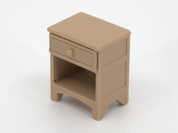 1:24 dollhouse nightstand in Natural Oak, 3/4 view, real photo