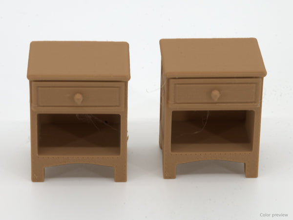 1:24 dollhouse pair of nightstands in Honey Teak, digital color preview of our real photo