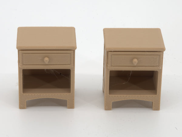 Pair of 1:24 dollhouse nightstands in Natural Oak, another view, real photo