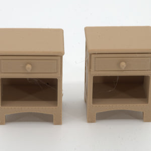 Pair of 1:24 dollhouse nightstands in Natural Oak, real photo