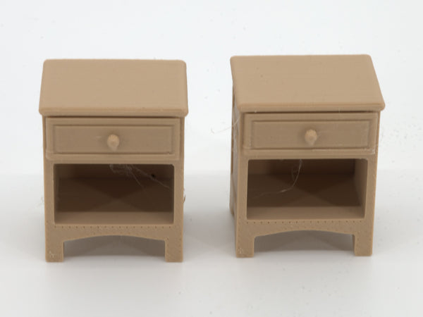Pair of 1:24 dollhouse nightstands in Natural Oak, real photo