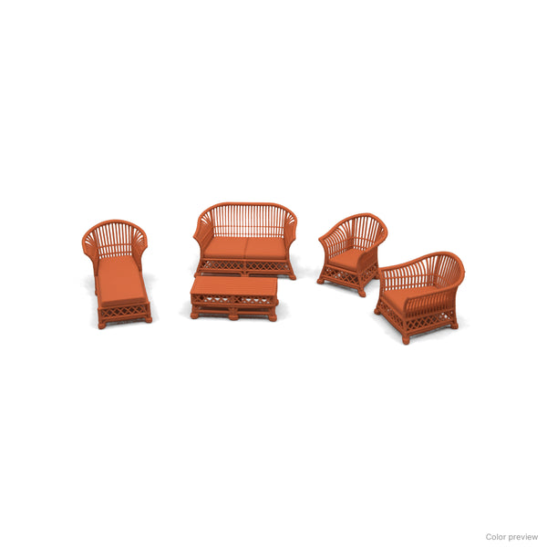 Alternate arrangement of the Terra Cotta 1:24 scale wicker patio set
