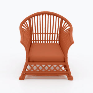 1:24 Dollhouse Miniature Wicker-Style Arm Chair, Patio Chair – Terra Cotta - front view (digital recolor, color preview)
