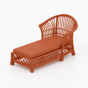 1:24 Dollhouse Miniature Wicker-Style Lounge Set, 2 Piece – Terra Cotta - chaise lounge, 3/4 view (digital recolor, color preview)
