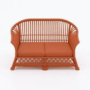 1:24 Dollhouse Miniature Wicker-Style Loveseat, Patio Sofa – Terra Cotta - front view (digital recolor, color preview)