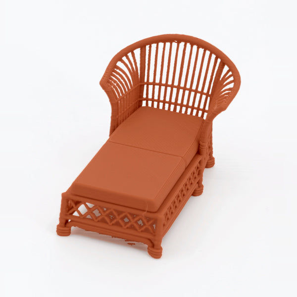 1:24 Dollhouse Miniature Wicker-Style 5 Piece Patio Furniture Set – Terra Cotta - chaise lounge from the 5-piece set (digital recolor, color preview)