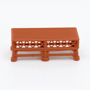 1:24 Dollhouse Miniature Wicker-Style Coffee Table, Patio Table – Terra Cotta - front view (digital recolor, color preview)