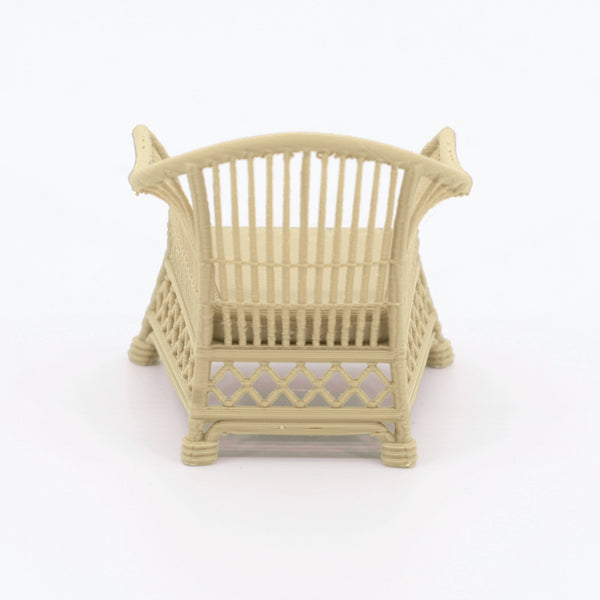 1:24 Dollhouse Miniature Wicker-Style Arm Chair, Patio Chair – White Oak - back view (digital recolor, color preview)
