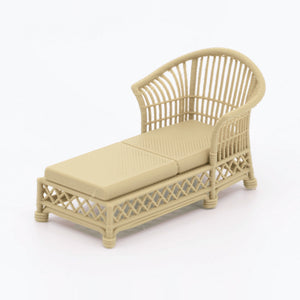1:24 Dollhouse Miniature Wicker-Style Lounge Set, 2 Piece – White Oak - chaise lounge, 3/4 view (digital recolor, color preview)