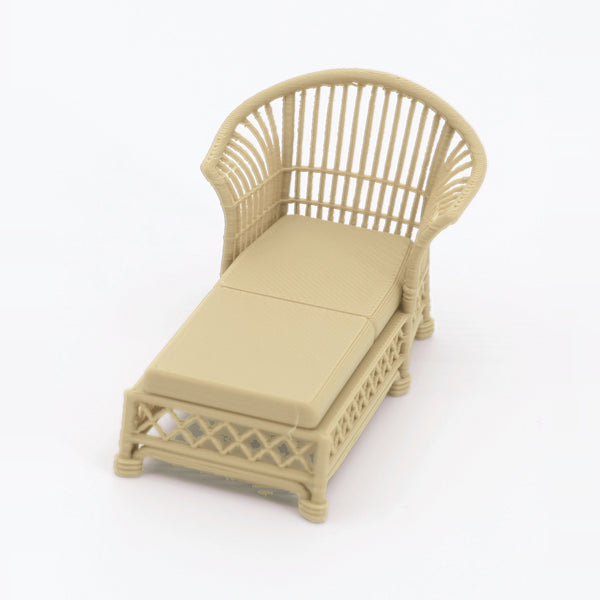 1:24 Dollhouse Miniature Wicker-Style 5 Piece Patio Furniture Set – White Oak - chaise lounge from the 5-piece set (digital recolor, color preview)