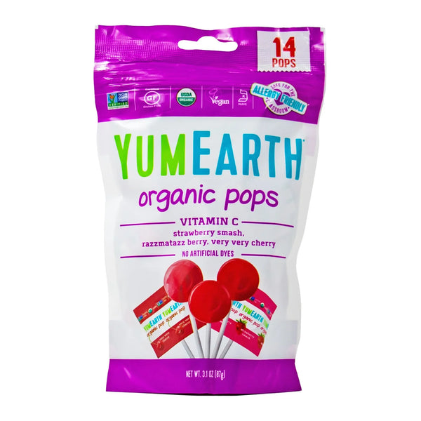 YumEarth, Organic Pops, Vitamin C, Strawberry Smash, 14 Pops, 3.1 oz (87 g)