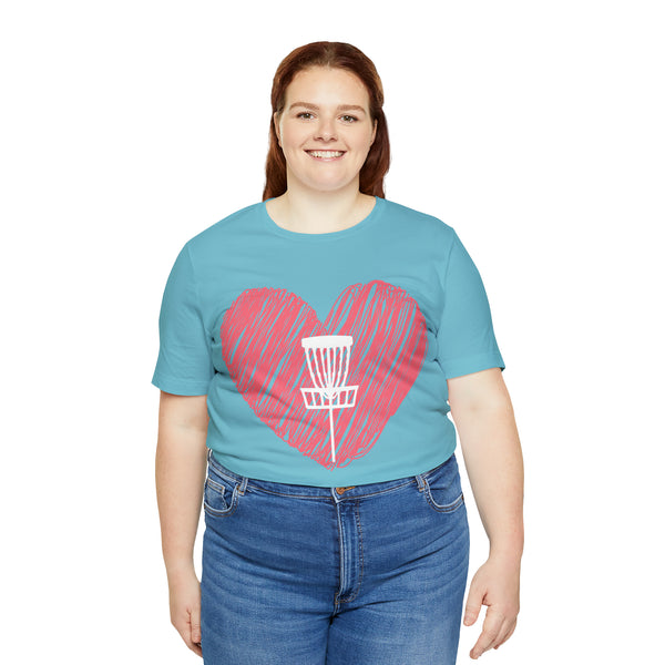 T shirt "Heart Disc Golf" Unisex Adult Size short sleeve Jersey tee, shirt - Heart - Discgolf basket Cotton Crew neck DIS GOLF FAN SHIRT DISC GOLF SHIRT DTG GOLFDISCO GOLFDISCO.COM I HEART DISC GOLF I LOVE DISC GOLF SHIRT Men's Clothing Regular fit T-shirts Unisex Women's Clothing