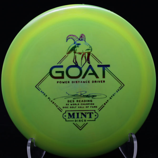 Mint Discs - GOAT - Apex Plastic - Distance Driver - Des Reading Signature LIIME ORANGE MIX RAINBOW 175 apex des Distance Driver goat Mint mint discs power reading Redding